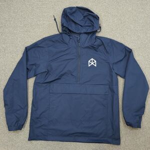 BMFit Rain Coat Anorak Mens Medium Waterproof Hooded Gym Workout Arm Day Blue